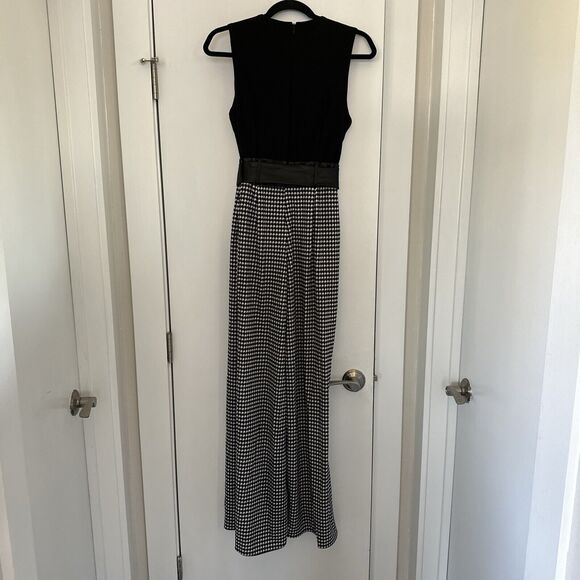 Vintage Houndstooth Jumpsuit Belted Split Leg Women's Size 10 Holiday Party - Picture 3 of 10